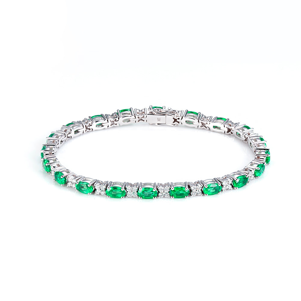 Ecob-627 | Emerald Reverie Halo Bracelet in 18K Gold