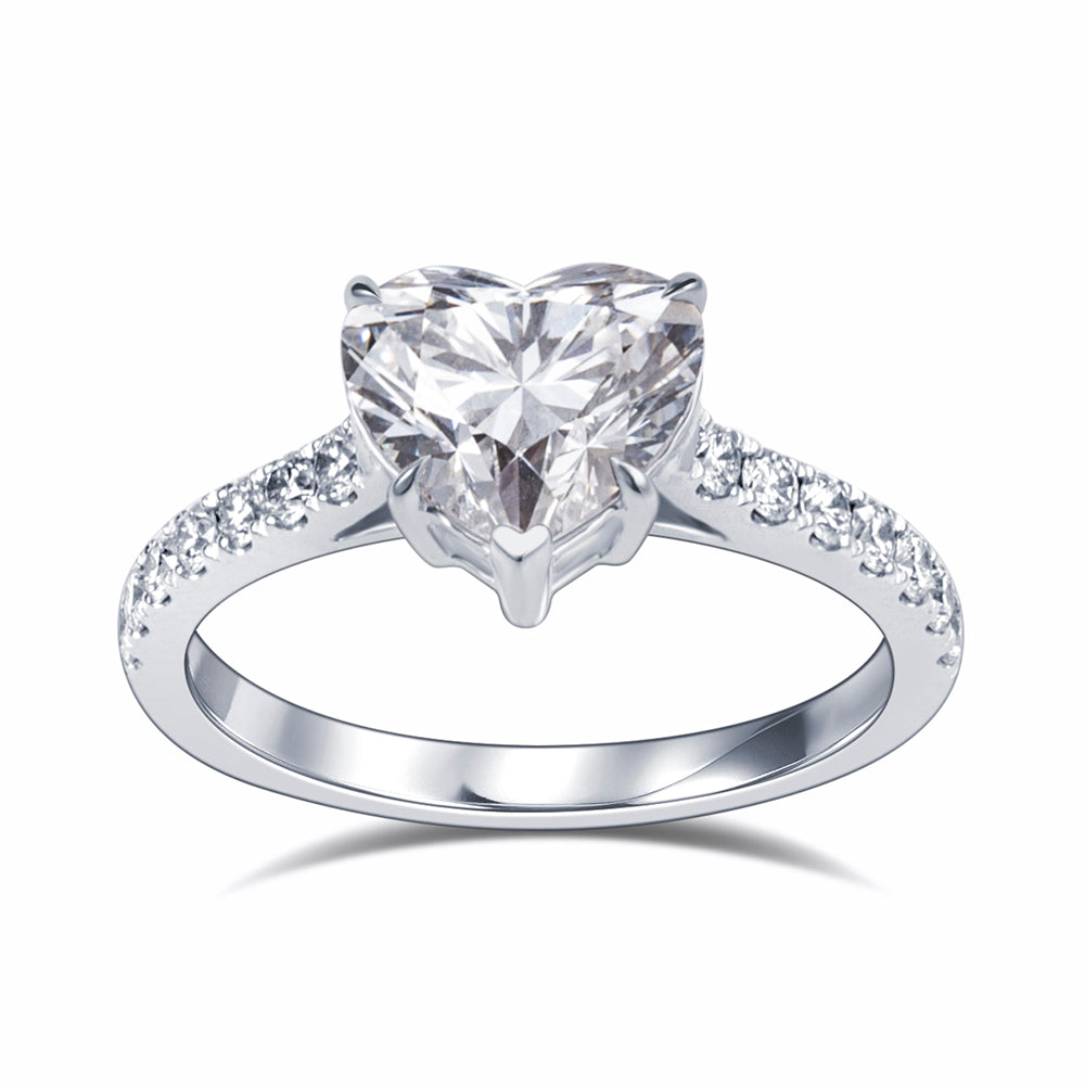 Eco-1814: Heart of Clarity – Lab-Grown Diamond Engagement Ring in 18K White Gold