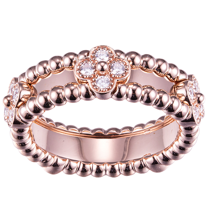 Eco-603: Jardín de Luz – Anillo floral con diamantes cultivados en laboratorio en oro rosa de 18 quilates 