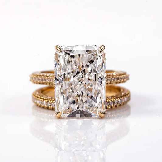 Eco-1808 | 18K Yellow Gold 10CT Radiant-Cut Lab Diamond Ring