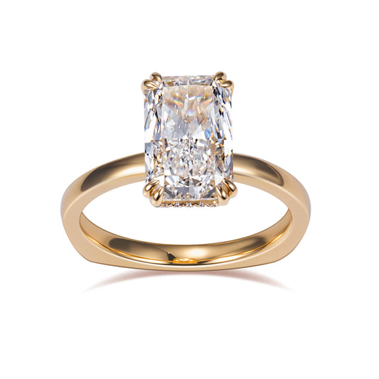 Eco-1825: Golden Clarity – Lab-Grown Radiant Diamond Solitaire Ring in 18K Yellow Gold