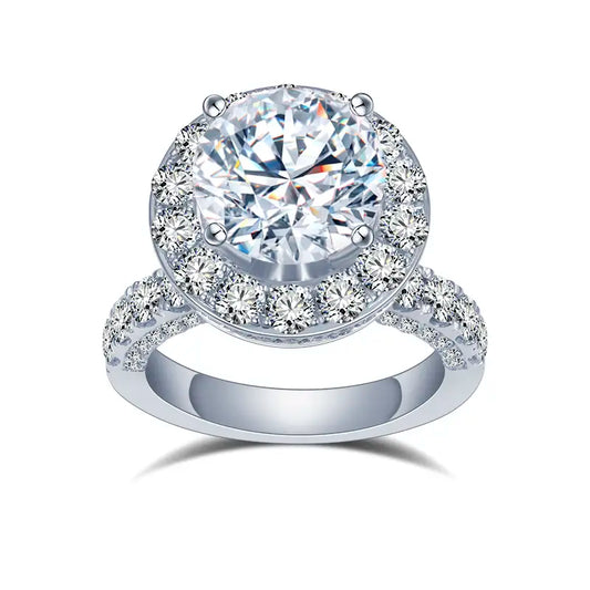 Eco-1443 | 18K White Gold 10CT Round-Cut Lab-Grown Diamond Ring