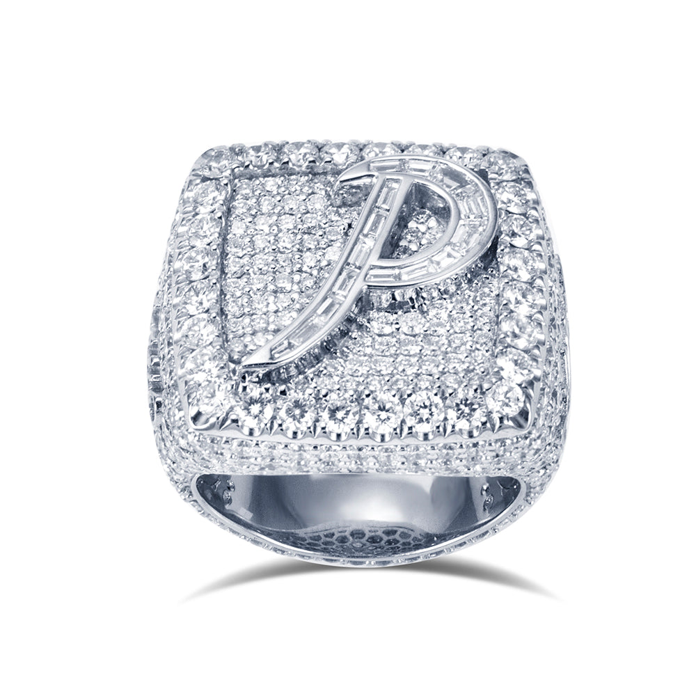 Eco-1895: Signature Radiance – Lab-Grown Diamond Initial Ring in 18K White Gold