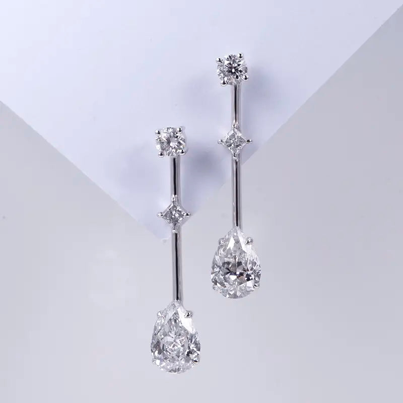 Ecoe-641 — The Geometry of Light Lab Diamond Drop Earrings