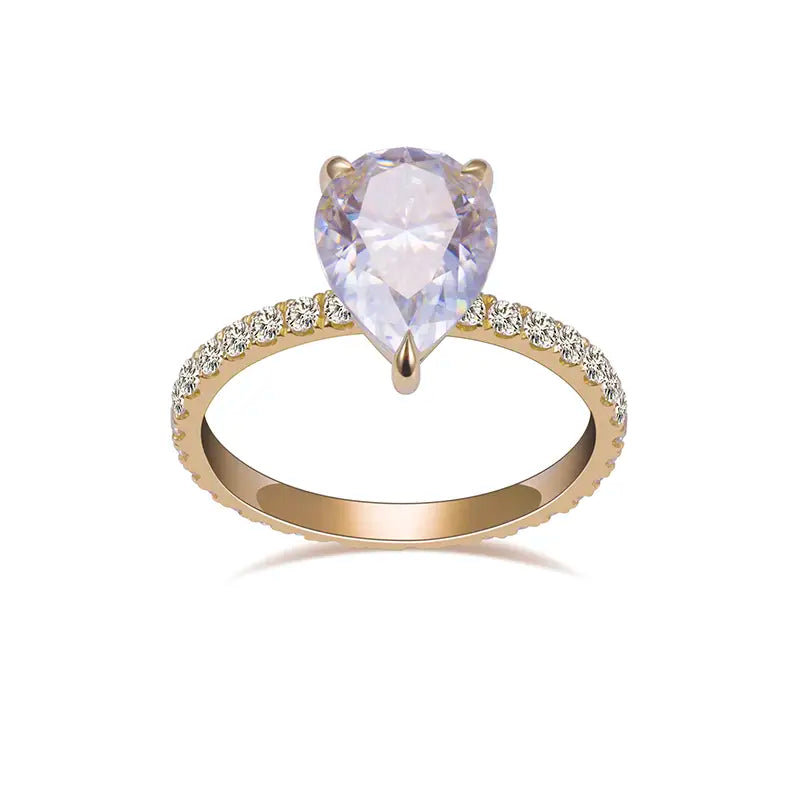 Eco-1429 2.21CT Pear-Shaped Lab-Grown Diamond Ring in 18K Yellow Gold – Certified by IGI