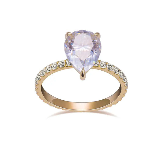Eco-1429 2.21CT Pear-Shaped Lab-Grown Diamond Ring in 18K Yellow Gold – Certified by IGI
