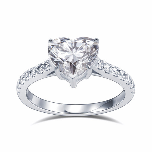 Eco-1814: Heart of Clarity – Lab-Grown Diamond Engagement Ring in 18K White Gold