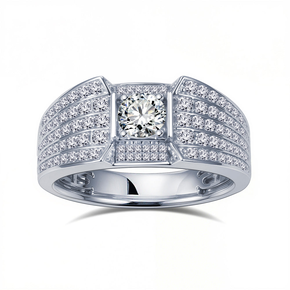 Eco-1828: Crown of Light – Lab-Grown Diamond Pavé Ring in 18K White Gold