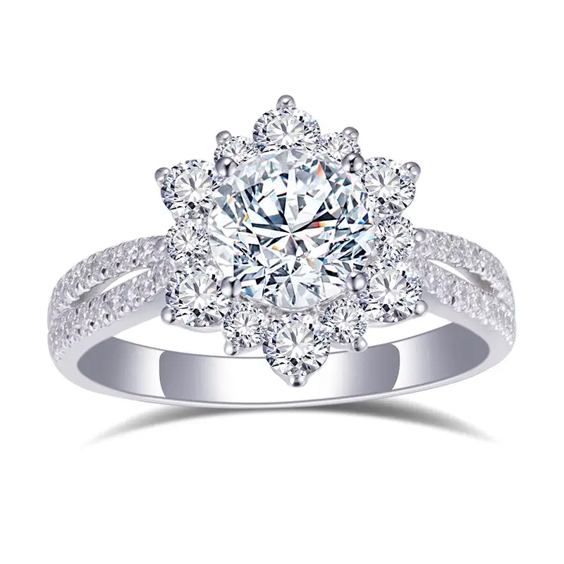 Eco-589 | 18K White Gold 1CT Round-Cut Lab-Grown Diamond Ring