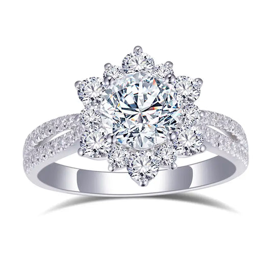 Eco-589 | 18K White Gold 1CT Round-Cut Lab-Grown Diamond Ring