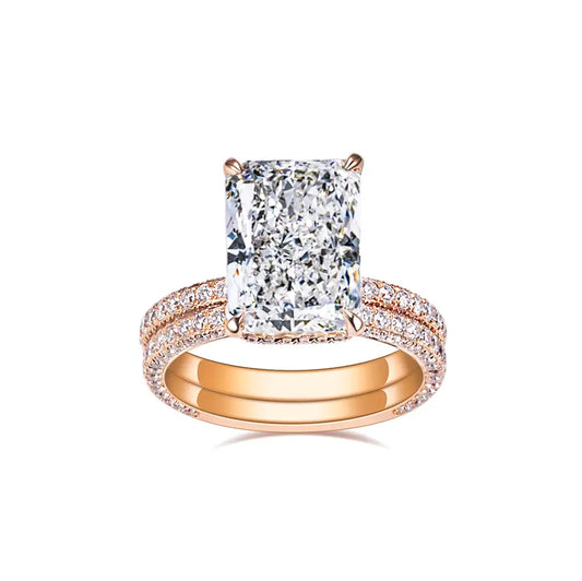 Eco-1664 | 18K Rose Gold 5.72CT Radiant-Cut Lab Diamond Ring