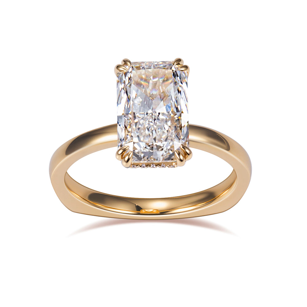 Eco-1825: Golden Clarity – Lab-Grown Radiant Diamond Solitaire Ring in 18K Yellow Gold