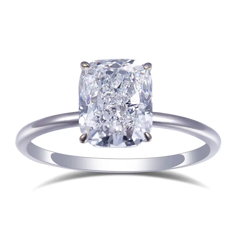 Eco-581 | Cushion-Cut Lab Diamond Solitaire Ring in 18K White Gold  By Ecogemma