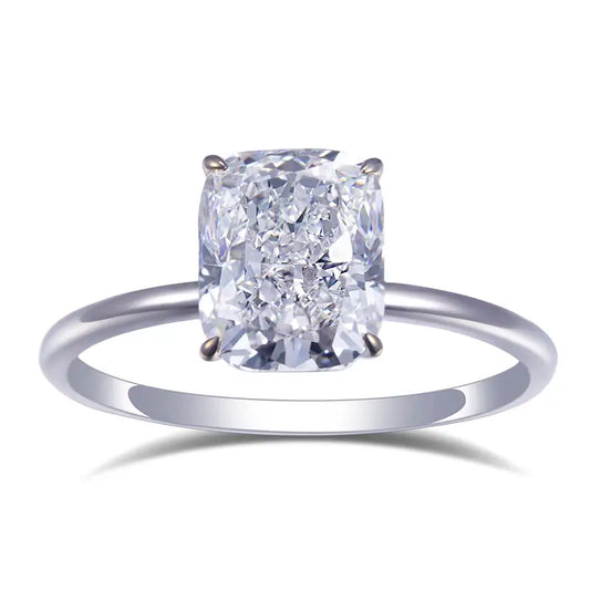 Eco-581 | Cushion-Cut Lab Diamond Solitaire Ring in 18K White Gold  By Ecogemma