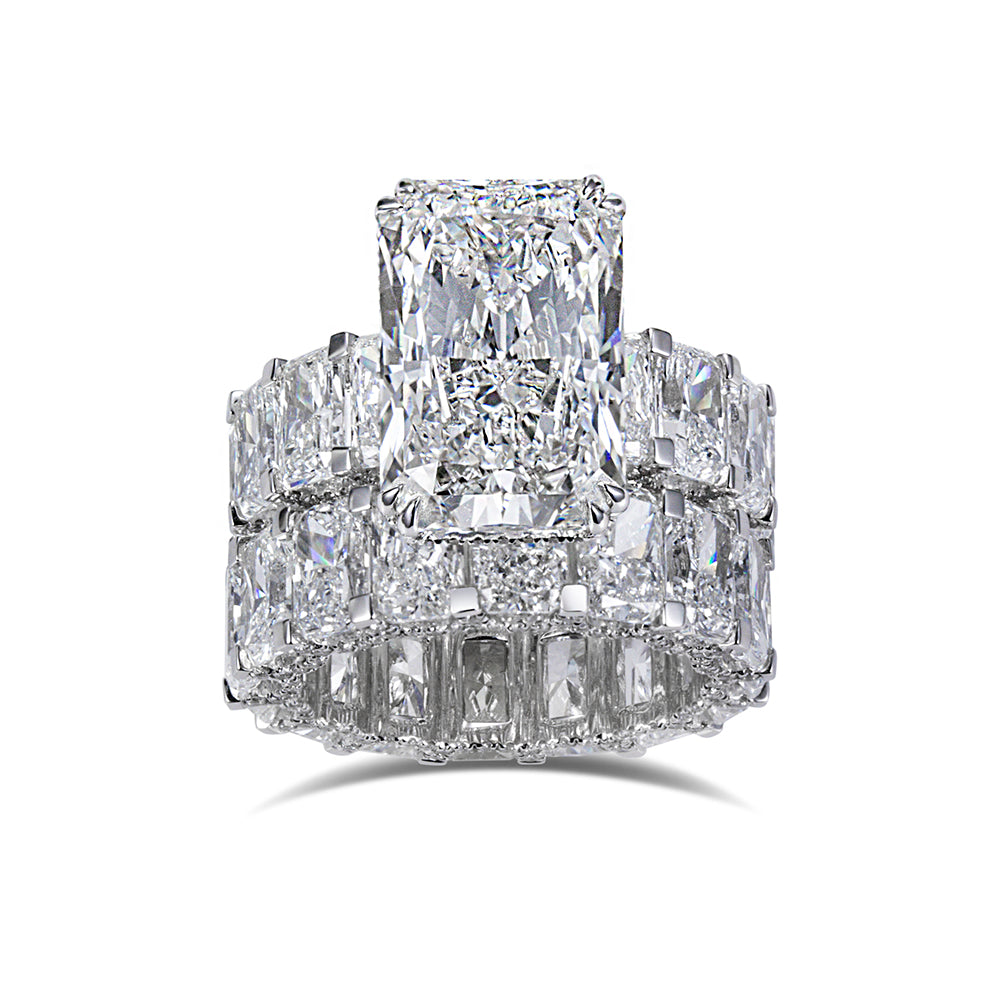 Eco-1910: Radiant Empire – Lab-Grown Radiant Diamond Statement Ring in 18K White Gold