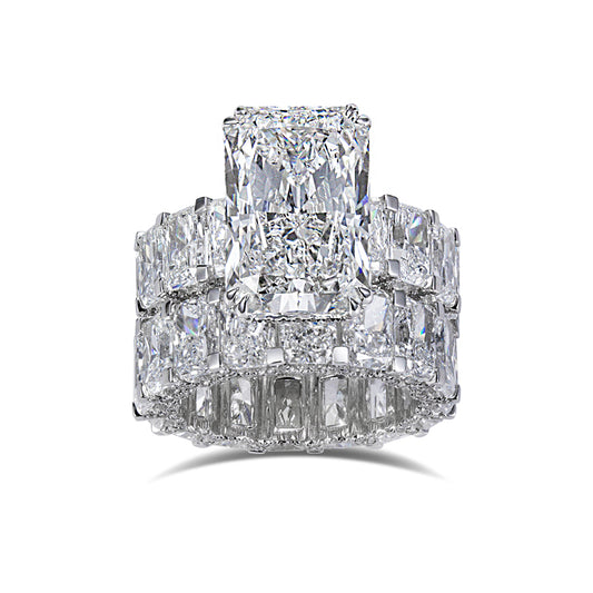 Eco-1910: Radiant Empire – Lab-Grown Radiant Diamond Statement Ring in 18K White Gold