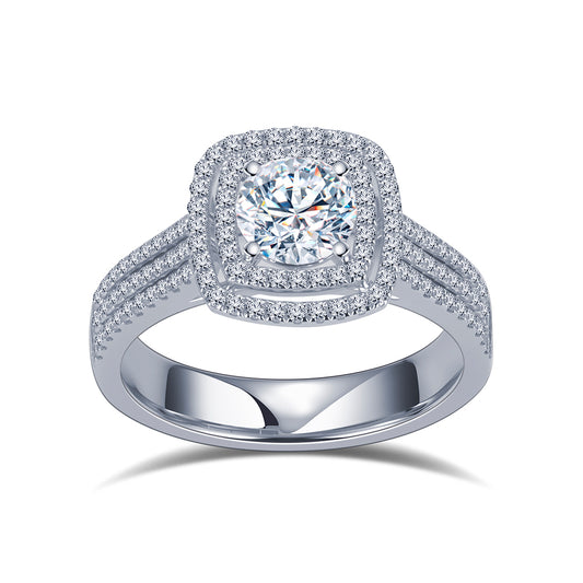 Eco-1917: Crown of Radiance – Lab-Grown Round Diamond Halo Ring in 18K White Gold