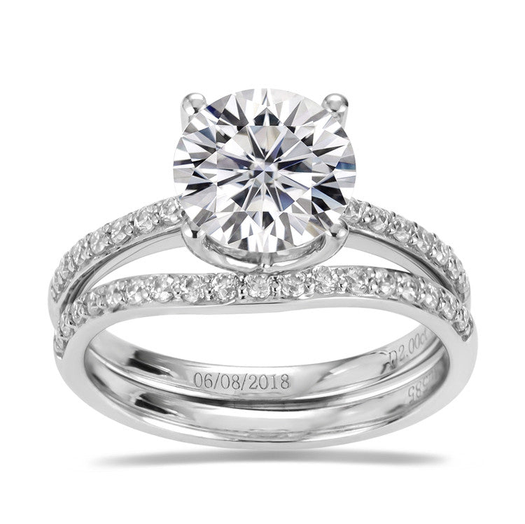 Eco-397: セレスティアル・ディバイド – ラボグロウンダイヤモンド スプリットシャンクリング 18Kホワイトゴールド