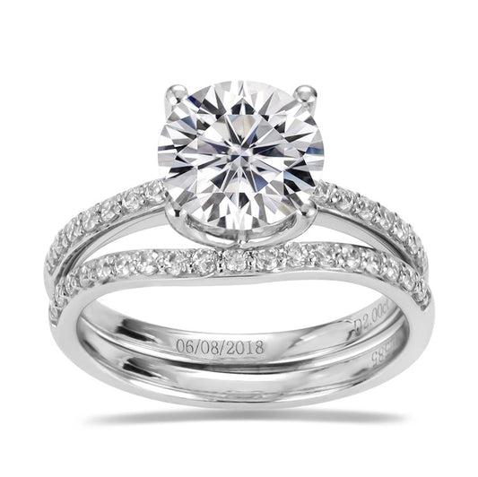 Eco-397: Celestial Divide – Anillo de diamantes cultivados en laboratorio con cuerpo dividido en oro blanco de 18 quilates