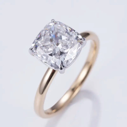 Eco-1305 | 18K Gold 5.0CT Cushion-Cut Lab-Grown Diamond Solitaire Ring