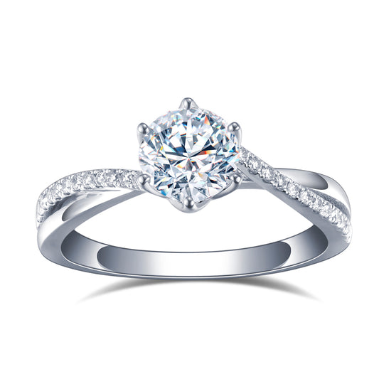 Eco-650: ツイステッドクラリティ – 18Kホワイトゴールドのラボグロウンダイヤモンドソリティアリング