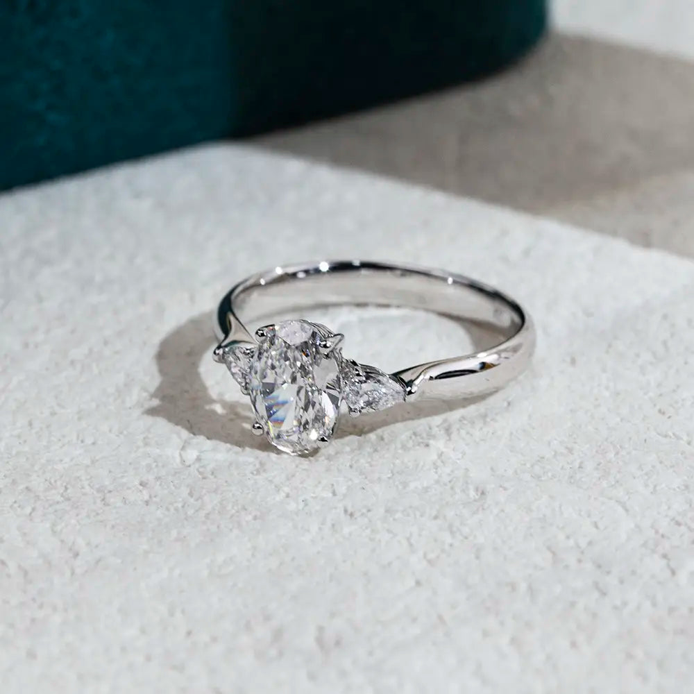 Eco-1697 | Three-Stone Lab Diamond Ring in 18K White Gold  By Ecogemma
