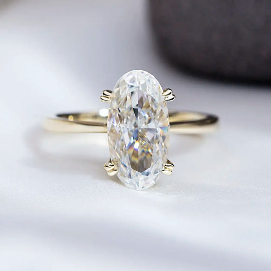 Eco-1811 | 9K Yellow Gold Oval Lab Diamond Ring