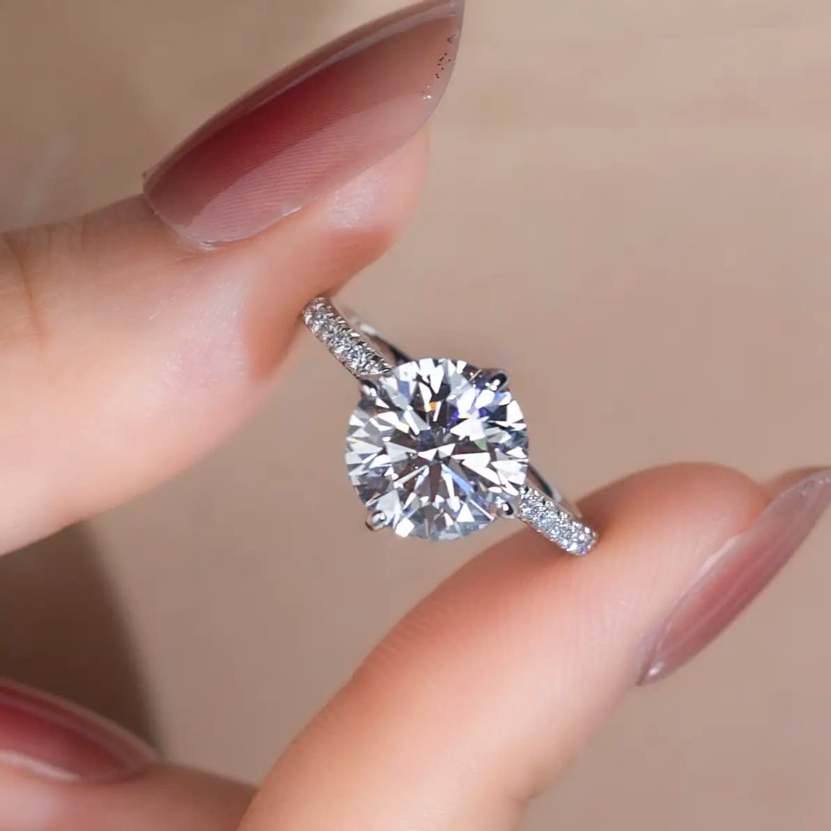 Eco-919 | 18K Gold 3CT Round-Cut Lab-Grown Diamond Ring