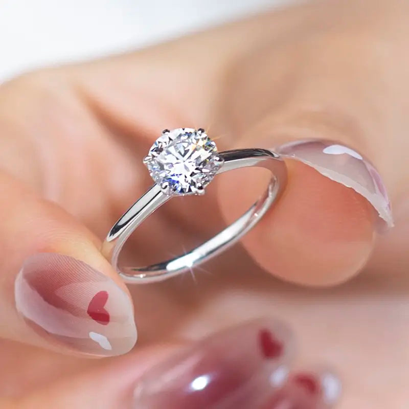 Eco-845 1CT Round VVS2 Lab-Grown Diamond Ring in 18K White Gold