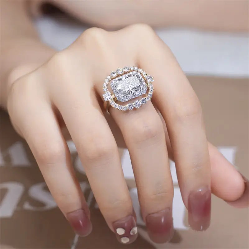 Eco-833 | 3.12ct Radiant-Cut Lab Diamond Ring in 14K Gold  By Ecogemma