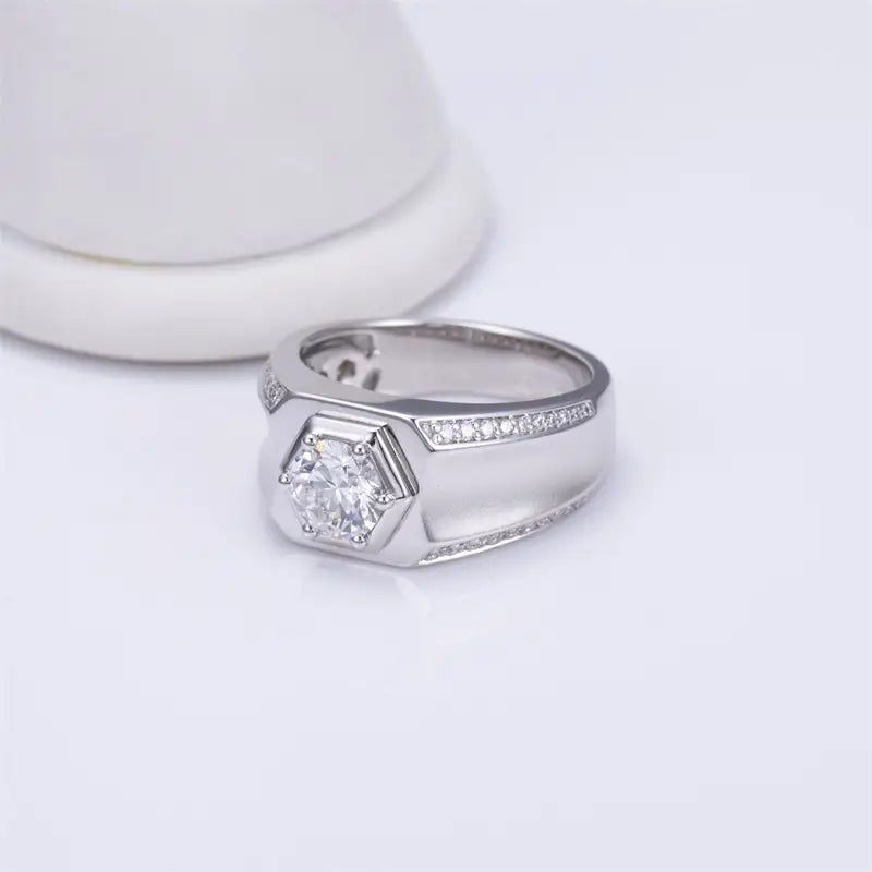 Eco-1448 | Men's Lab-Grown Diamond Ring in S925 Sterling Silver  By Ecogemma