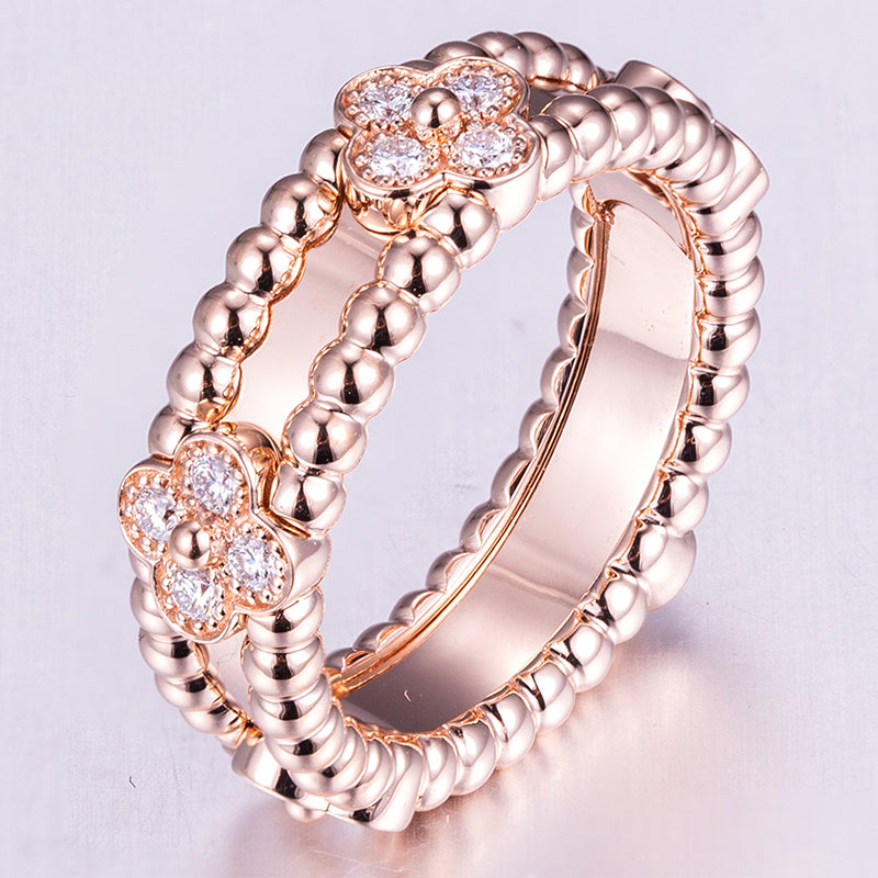 Eco-603: Jardín de Luz – Anillo floral con diamantes cultivados en laboratorio en oro rosa de 18 quilates 