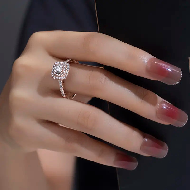 Eco-871 | 14K Gold Lab-Grown Diamond Halo Ring  By Ecogemma