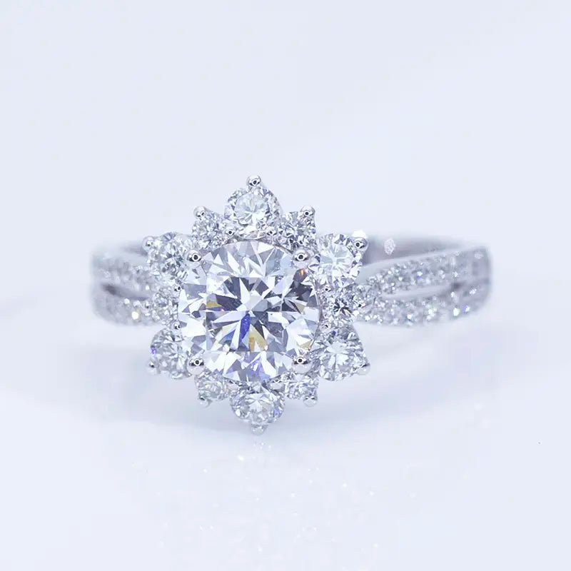 Eco-589 | 18K White Gold 1CT Round-Cut Lab-Grown Diamond Ring
