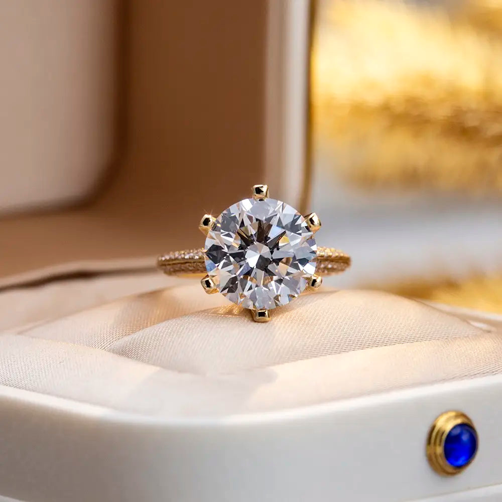 Eco-1665 | 18K White Gold 5CT Round Lab-Grown Diamond Ring