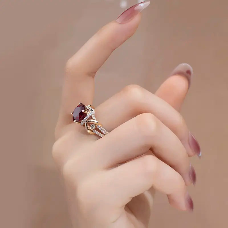 Eco-816 | 14K Ruby &amp; DEF Lab Diamond Ring  By Ecogemma
