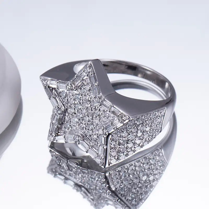 Eco-793 Star-Shaped Lab-Grown Diamond Ring in 18K Gold – Men’s Signature Jewelry by Ecogemma