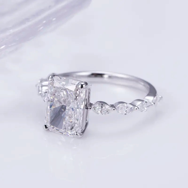 Eco-1304 | 18K White Gold 3.40CT Radiant-Cut Lab-Grown Diamond Ring