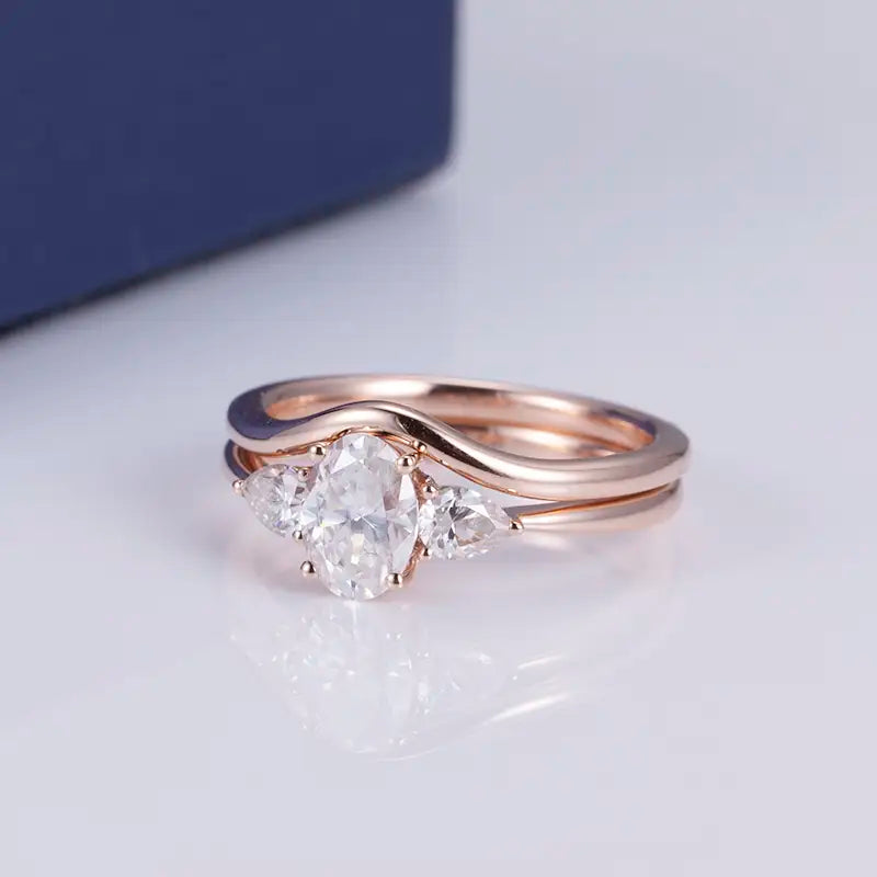 Eco-553 | 14K Rose Gold Moissanite Bypass Ring