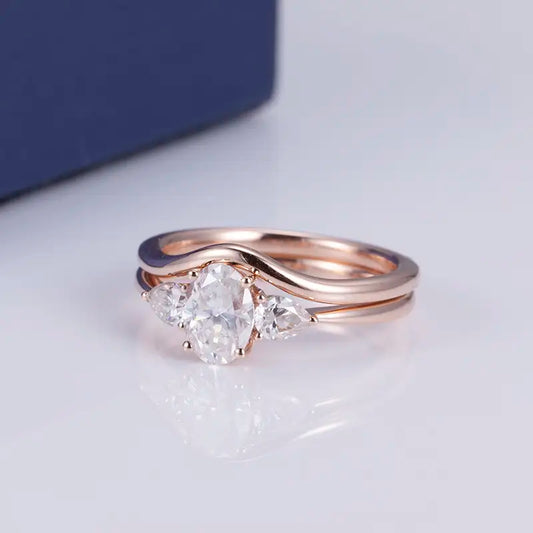 Eco-553 | 14K Rose Gold Moissanite Bypass Ring
