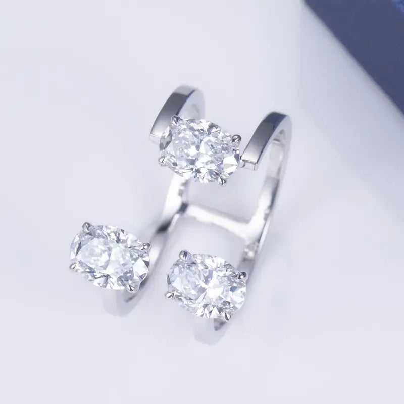 Eco-610 | 0.8ct Three-Stone Lab Diamond Ring in 14K Gold  By Ecogemma