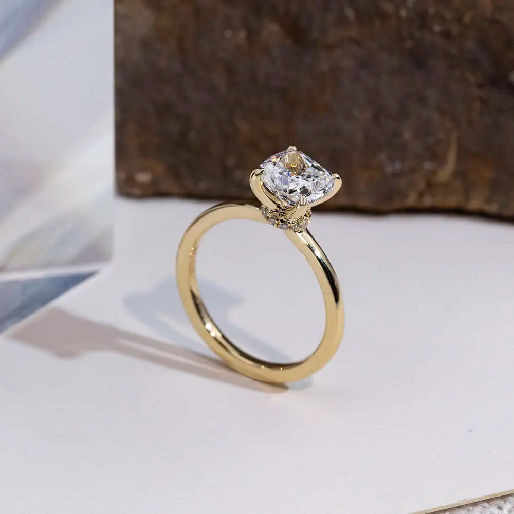 Eco-1699 | Cushion-Cut Lab Diamond Ring in 18K Gold  By Ecogemma