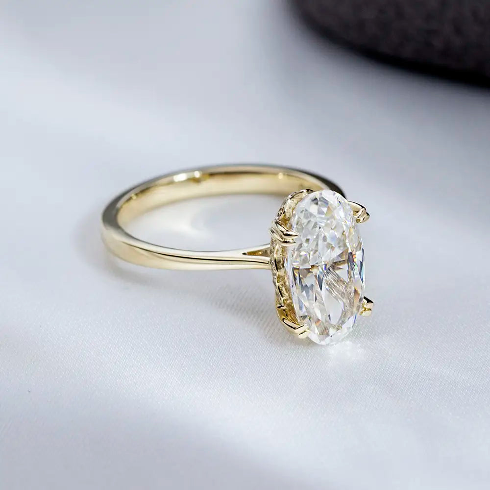 Eco-1811 | 9K Yellow Gold Oval Lab Diamond Ring