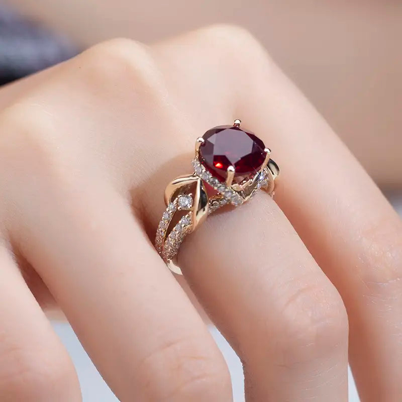 Eco-816 | 14K Ruby &amp; DEF Lab Diamond Ring  By Ecogemma