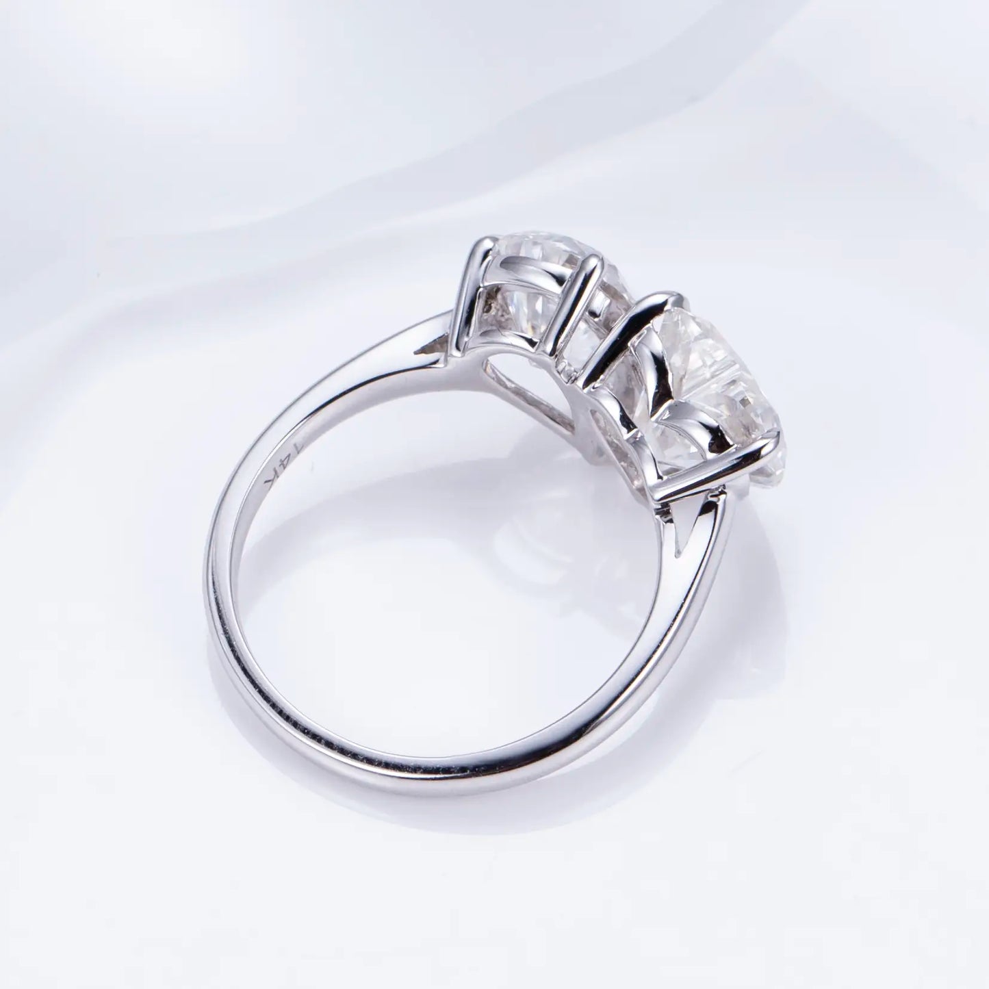 Eco-1352 Two-Stone Lab-Grown Diamond Ring in 14K White Gold