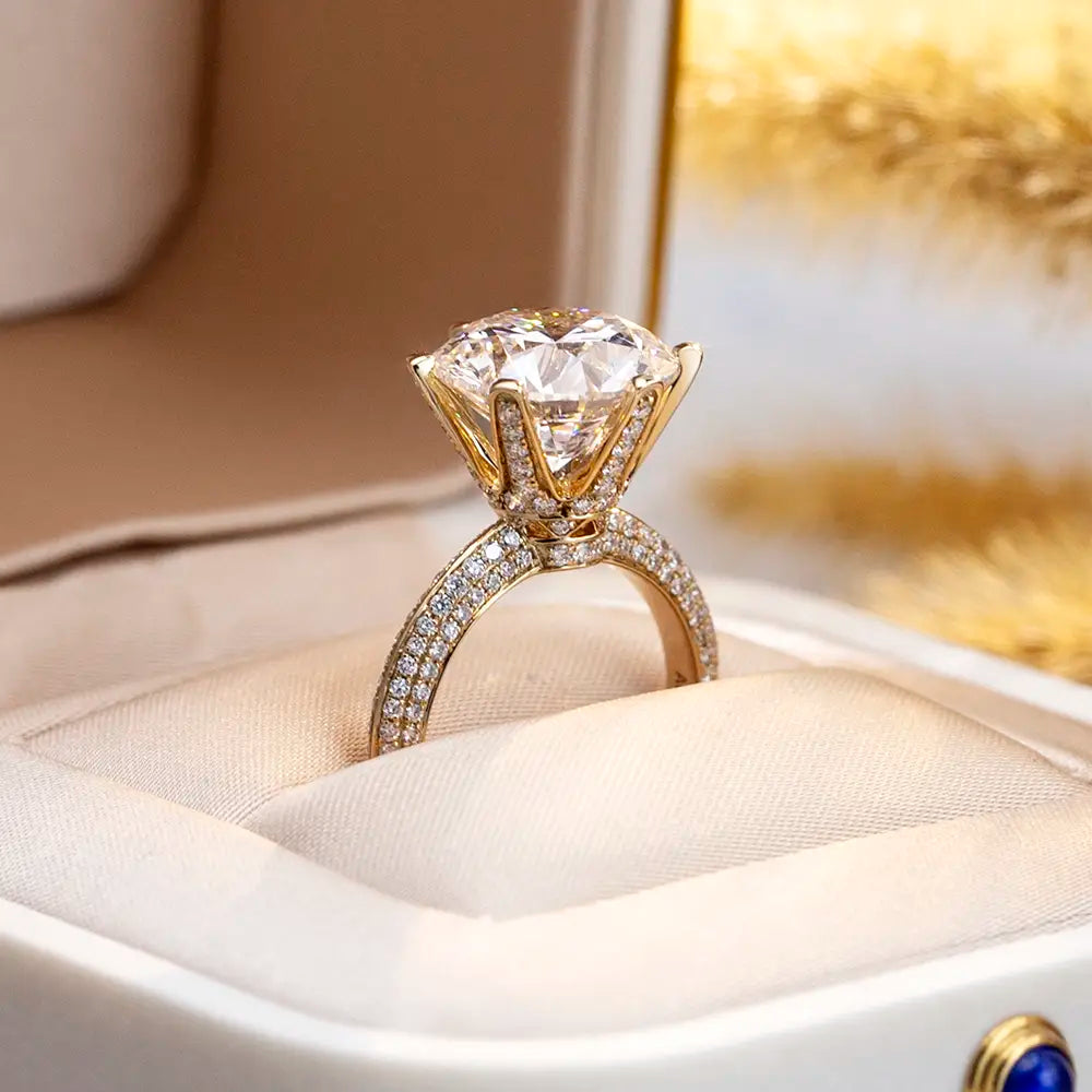 Eco-1665 | 18K White Gold 5CT Round Lab-Grown Diamond Ring
