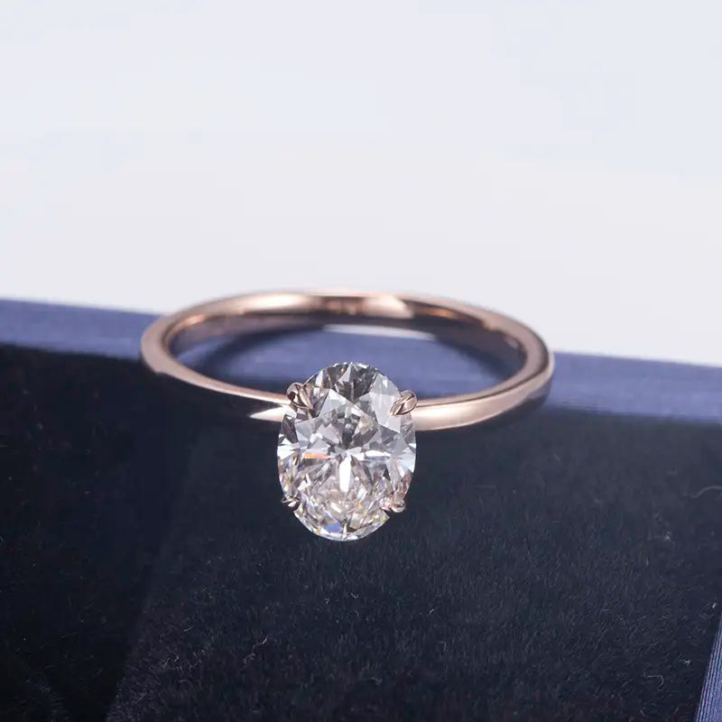 Eco-548 | 10K Rose Gold 1CT Round Lab-Grown Diamond Solitaire Ring