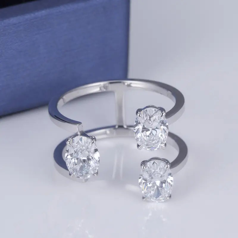 Eco-610 | 0.8ct Three-Stone Lab Diamond Ring in 14K Gold  By Ecogemma