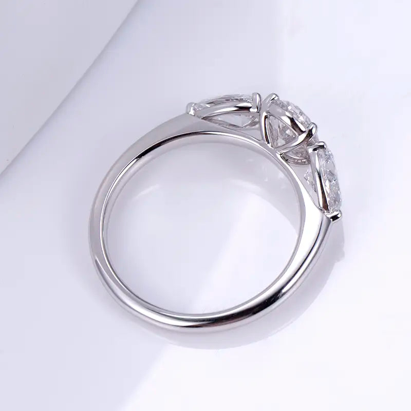 Eco-1203 | 18K White Gold Three-Stone 1.03CT Oval Lab-Grown Diamond Ring