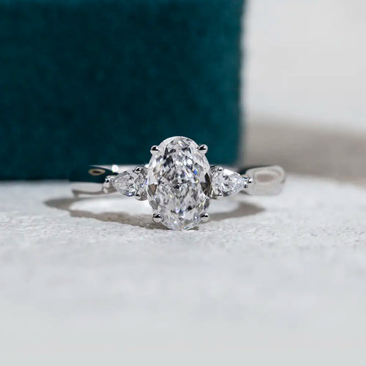 Eco-1697 | Three-Stone Lab Diamond Ring in 18K White Gold  By Ecogemma